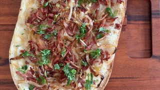 Thin French Pizza with Crème Fraiche and Bacon